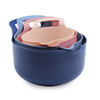 Multifunctional Stackable Mixing Bowls 4 Piece Nesting Plastic Mixing Bowl Set with Pour Spouts and Handles Salad Mixing Bowl