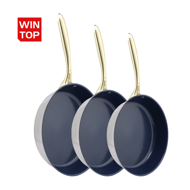 Hot Sale Wholesale 3 Layer Base Stainless Steel Pan 20/24/26/28cm 8inch/10inch/12inch Ceramics Nonstick Cookware Frying Pan