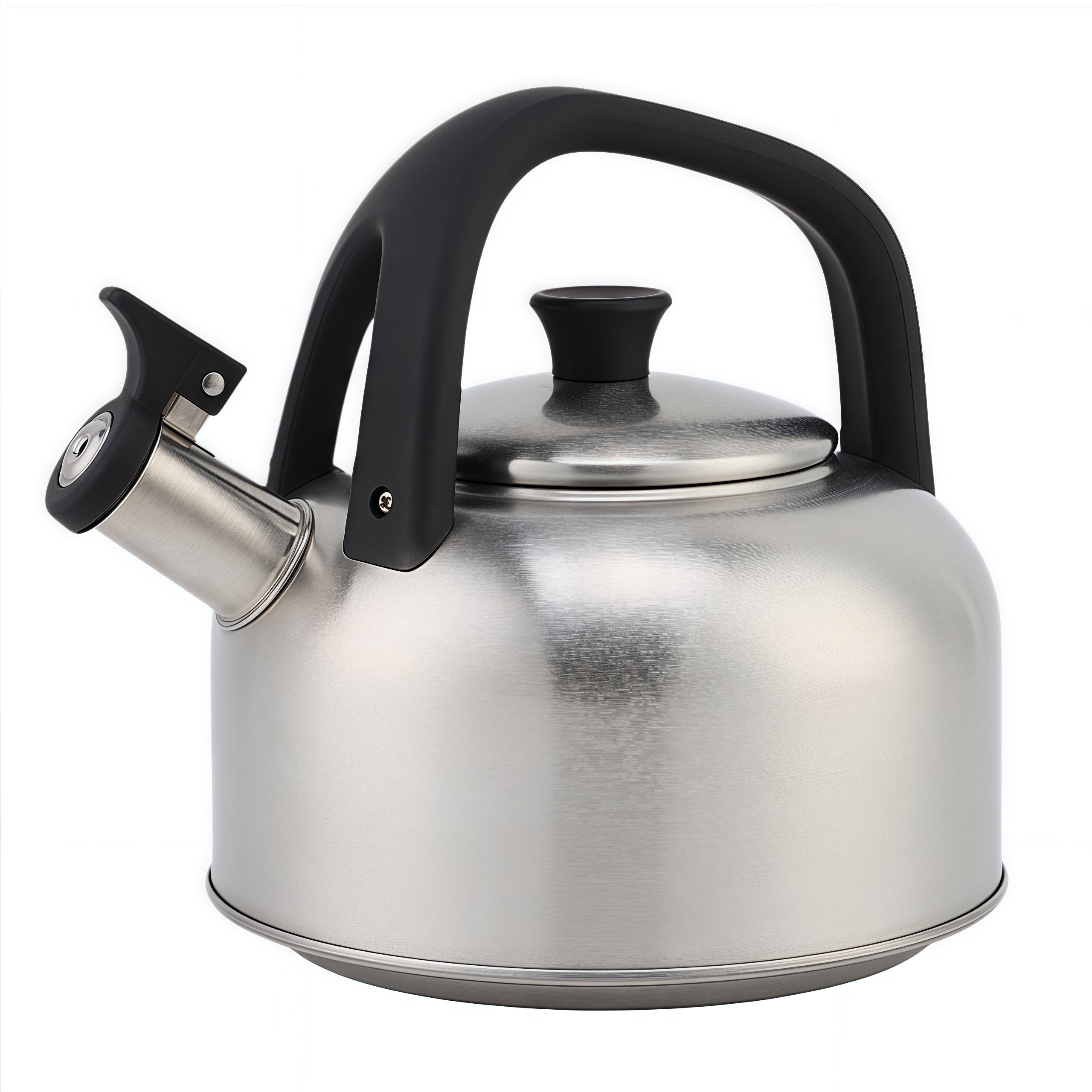  3L Stainless Steel Tea Kettle Round Whistling Stovetop Pot Food Grade Metal Teapot for Stove Top