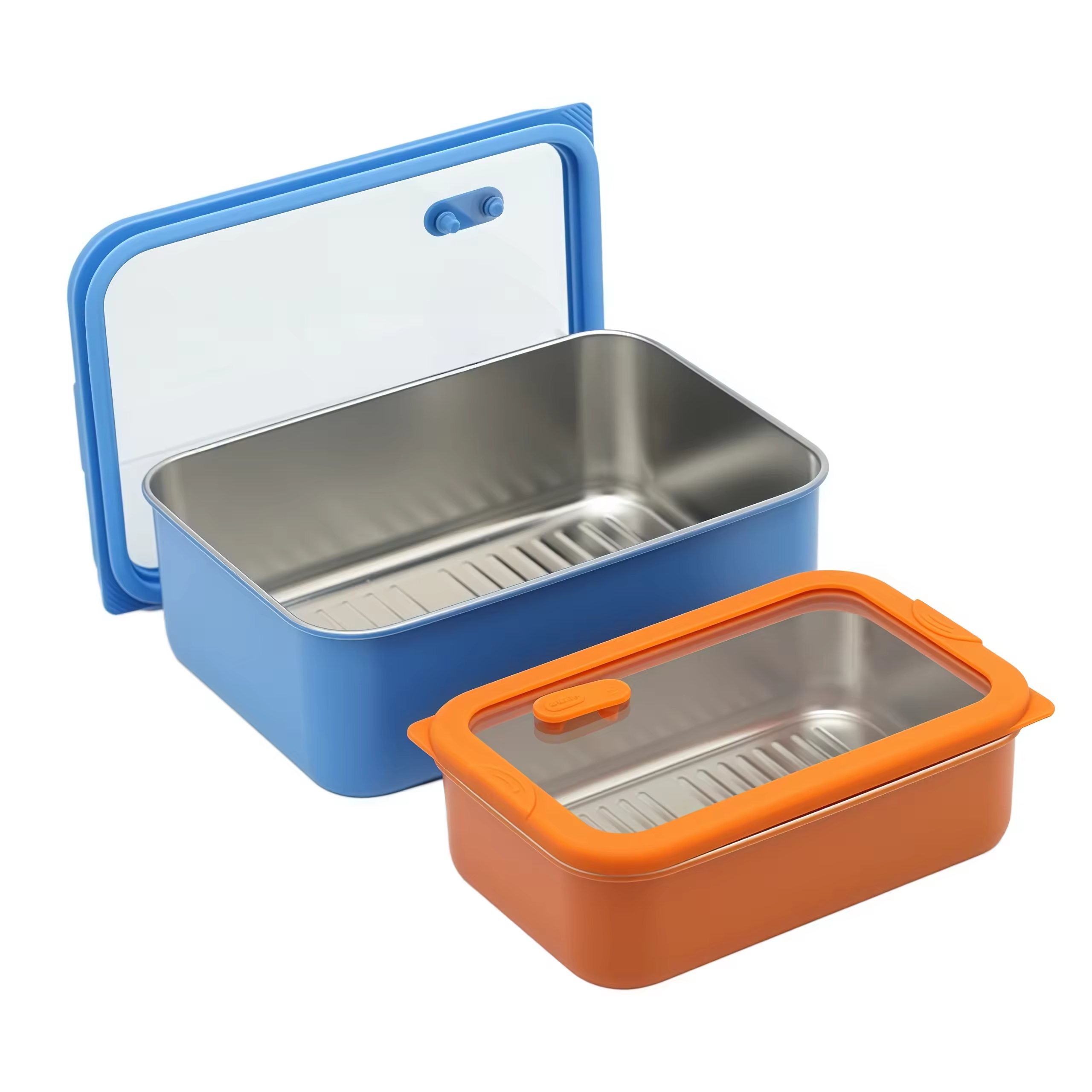 New Design 304 Stainless Steel Fresh-keeping Lunch Box Glass Cover Leak-proof Heating Food Grade Microwave Sealed Box