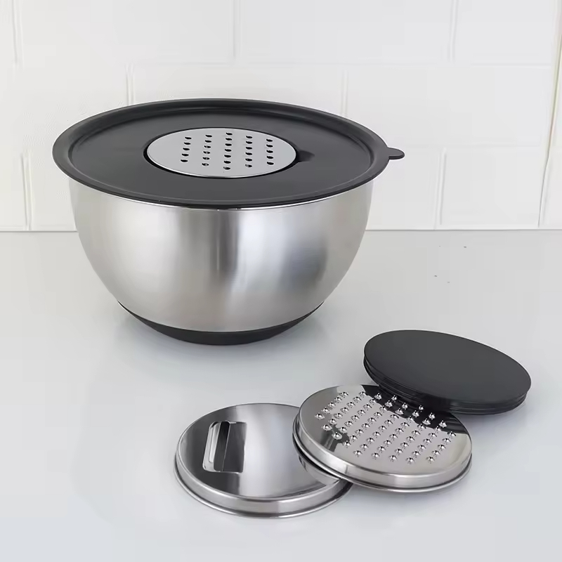 Wholesale Multi Stainless Steel Colander Basin Grater Strainer 3 in 1 Mixing Bowls With Basket Vegetable Cutter Colander Set