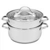 Factory Direct Sales Multi-purpose 2 Layers Steam Pot Stainless Steel Steam Cooker with Steamer Basket and Tempered Glass Lid