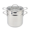 Factory Supply Kitchenware 8 Liter Stainless Steel Pasta Cooker 24cm Pasta Cooker Steamer Multi-Pot