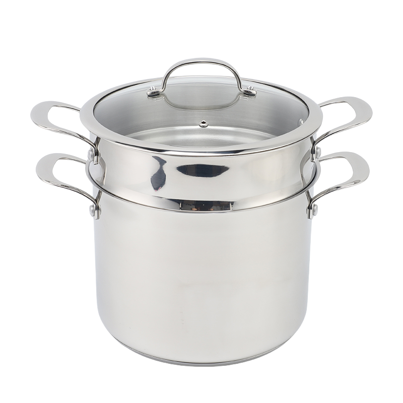 Factory Supply Kitchenware 8 Liter Stainless Steel Pasta Cooker 24cm Pasta Cooker Steamer Multi-Pot
