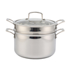 Factory Custom Kitchen Tri-ply Stainless Steel Soup Steamer Pot Set With Glass Lid Stainless Steel Cooking Pot Set Cookware Sets