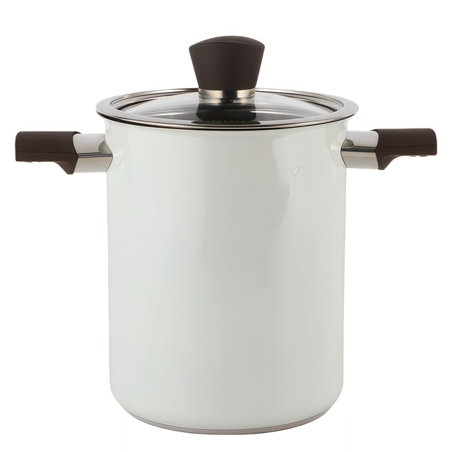 Asparagus Steamer Pot with Mesh Basket-3 Quart Stainless Steel Vegetable Cooker with Tempered Glass Lid External Spray White High Temperature Paint