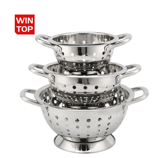 18/8 Stainless Steel Kitchen Strainer Colanders with Handle Kitchen Food Strainer Basket for Washing Vegetable Fruit Vegetable