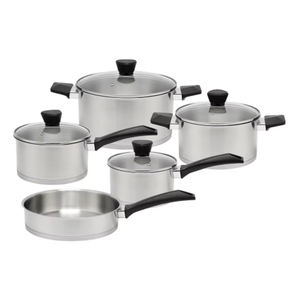 Wholesale Custom Kitchenware 9 Piece Cooking Pots and Pans Induction Simple Europe Stainless Steel Cookware Set