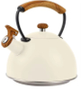 Factory Wholesale 3L Whistling Tea Kettle Pot Wood-Pattern Cool-Touch Handle Stainless Steel Hot Water Teapot for ALL Stovetop
