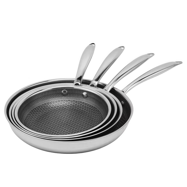 Custom Ceramic Non-stick Triply Stainless Steel 304 Fry Pan Skillets 20/24/28cm Cookware Set Honeycomb Cooking Pan Frying Pan