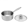 Tri-Ply Stainless Steel 304 Sauce Pan with Glass Lid Multipurpose Induction Cookware for Cooking Pot