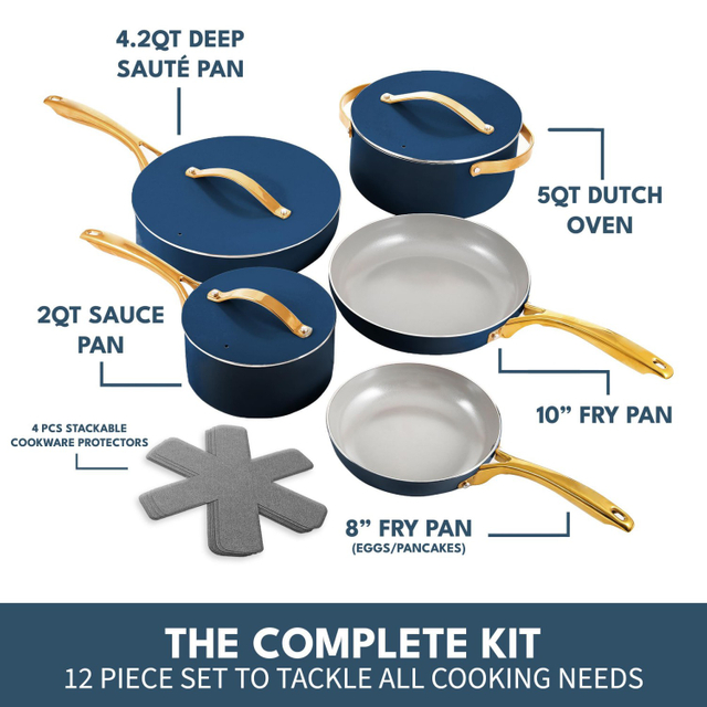 14 PCS Customizable Ceramic Non Stick Pans and Pots Set Induction Cast Aluminum Ceramic Cookware Set Pots and Pans Set