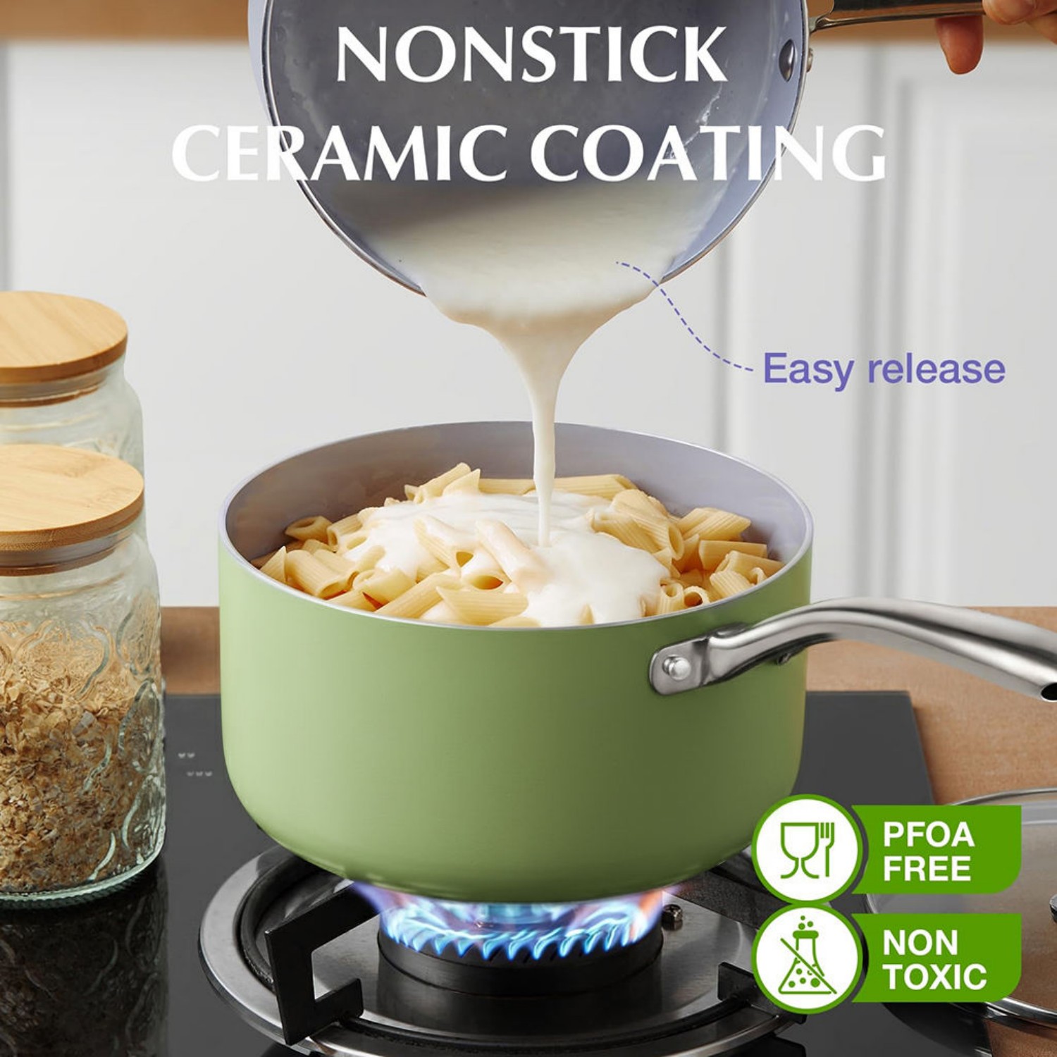 6 PCS Customizable Ceramic Non Stick Saucepans and Pots Set Induction Cast Aluminum Ceramic Cookware Set Pots and Pans Set