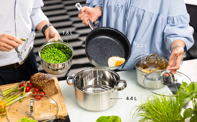 Hot Sale Cooking Pot Heavy Weight 5-ply Base Stainless Steel Casserole Soup Pot Stock Pots Frypan with Stainless Steel Handle