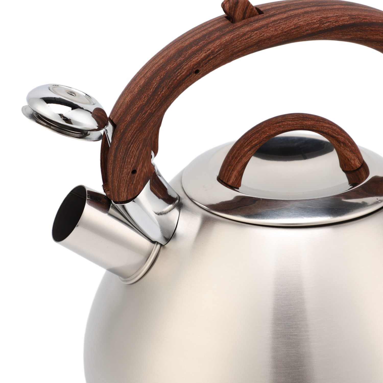 3.0L Stove Top Stainless Steel Tea Pot New Food Grade Polished Custom Top Seller Whistling Tea Kettle With Wood Handle