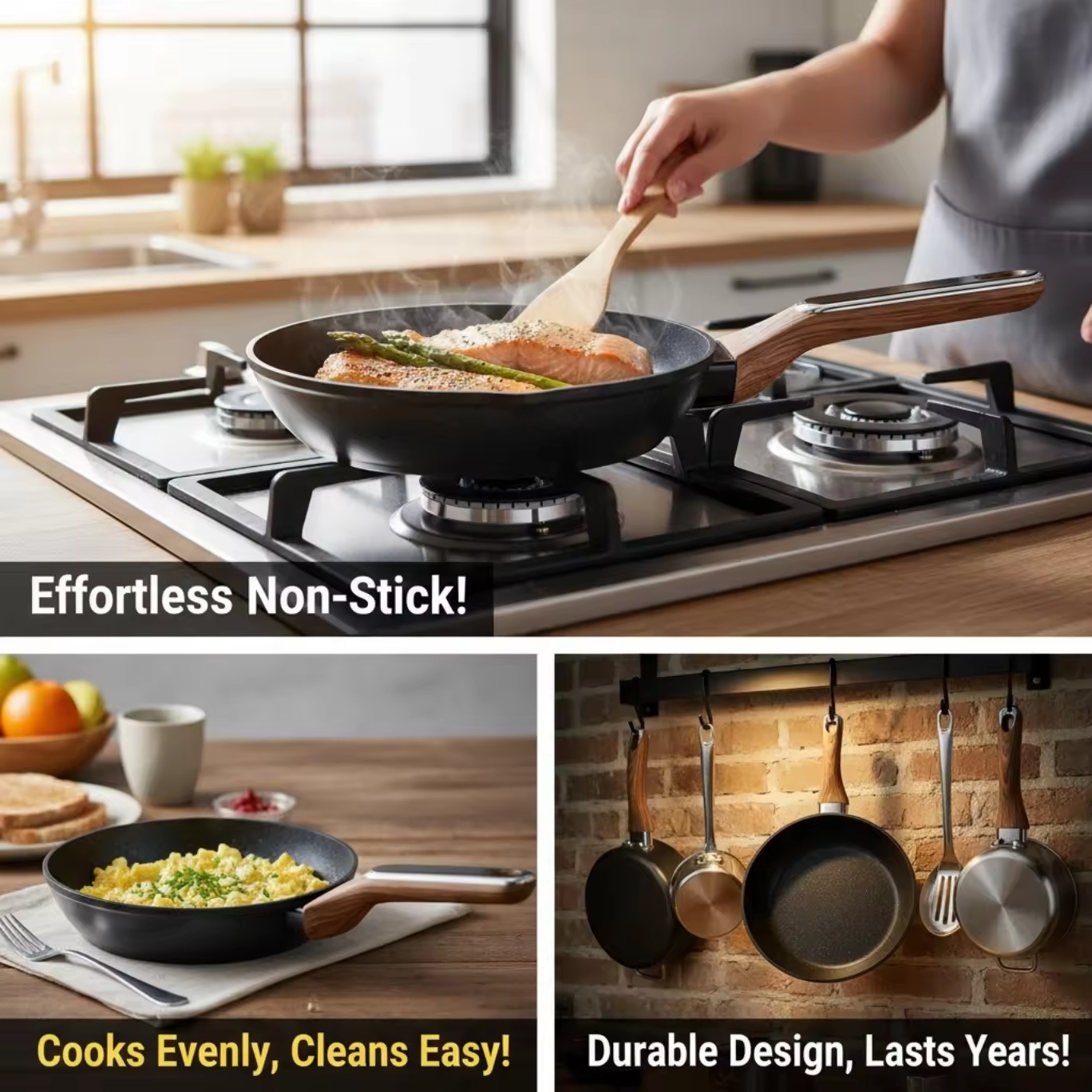 Factory Nonstick Ceramic Frying Pan Egg Pan Fry Pan Chef's Pan Aluminum Skillet PFOA Free Induction Compatible With Flow Nozzle