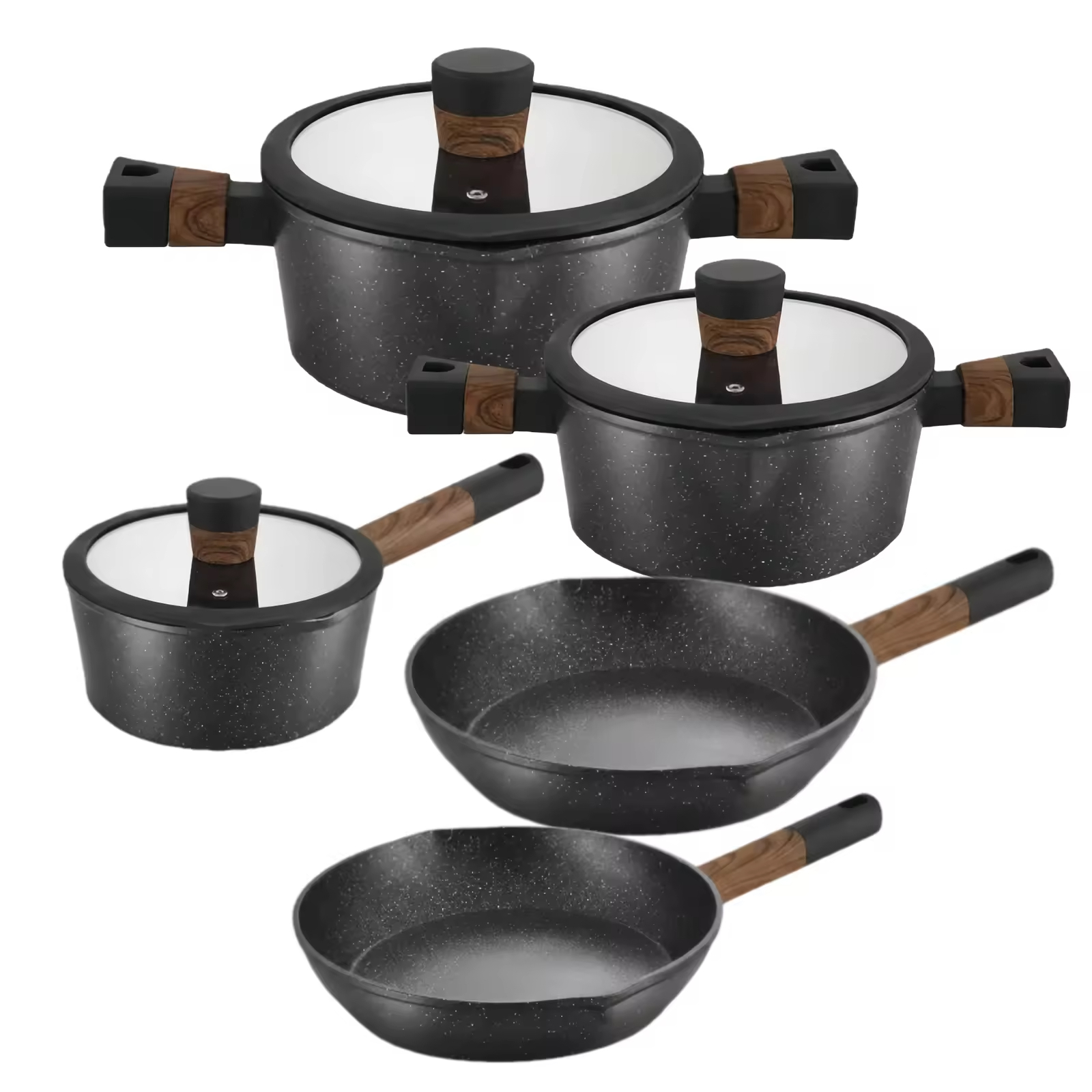 Factory Nonstick Frying Pan Skillet Granite Fry Pan Egg Pan Cookware Chef's Pan PFOA Free Induction Compatible With Flow Nozzle