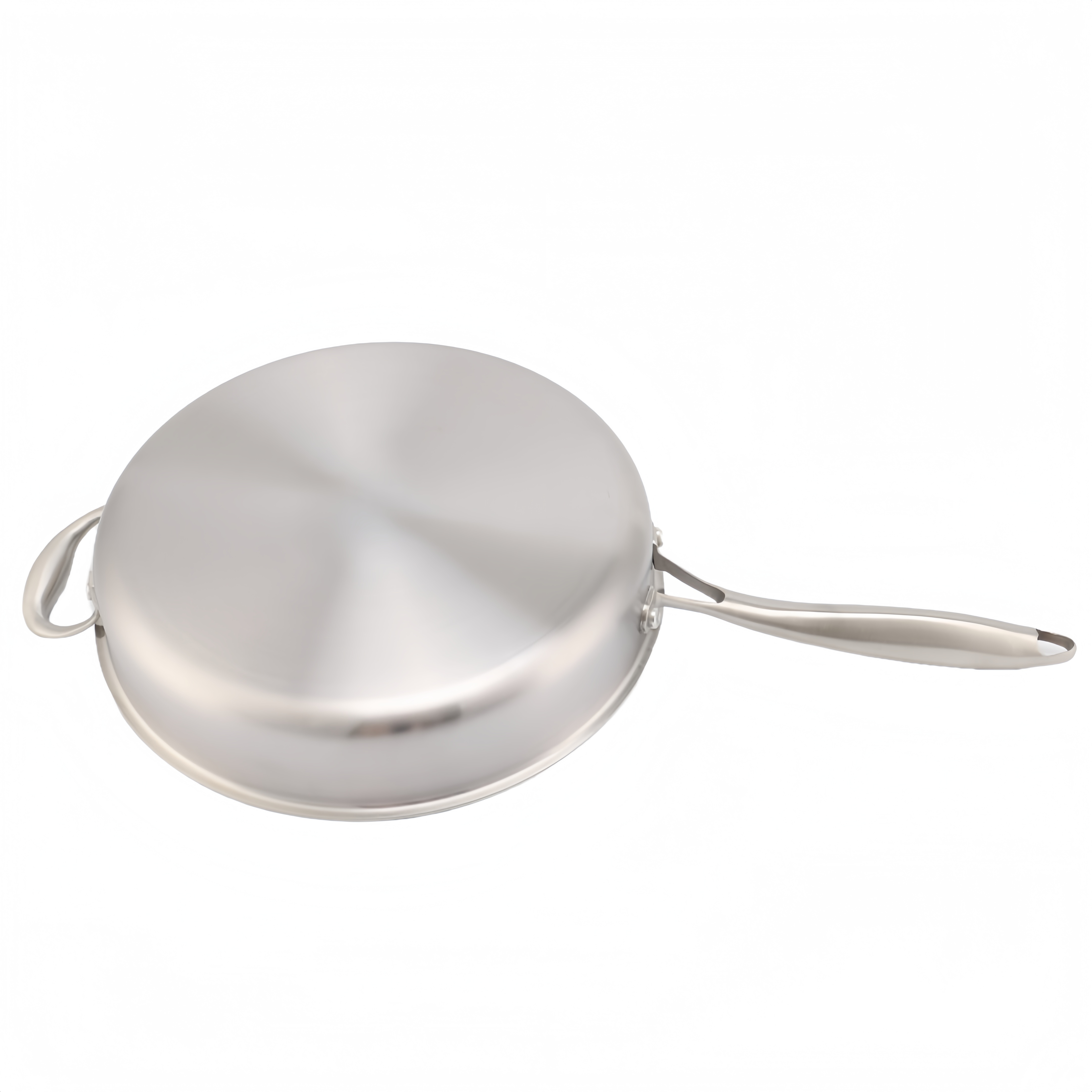 High Quality 316 Stainless Steel Cook Saute Pan Three Layer Steel Double Ear Frying Pan Rapid Heat Conduction Sauting Fry Pan with Steel Lid