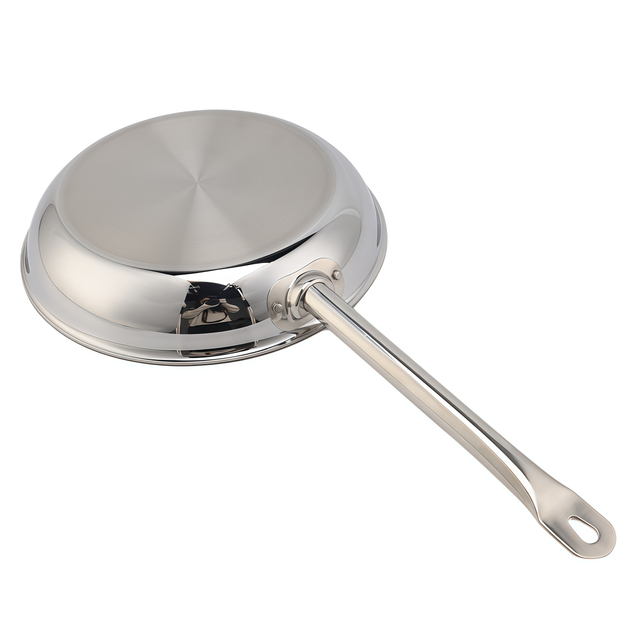 Factory Customized Food Grade Triply Cooking Pan Steel Stainless Non-coating Frying Pan for Skillet Omlet with Hollow Handle