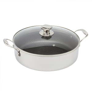 High Quality 316 Stainless Steel Cook Saute Pan Three Layer Steel Double Ear Frying Pan Rapid Heat Conduction Sauting Fry Pan