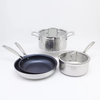 High Quality 6pcsTri-ply Stainless Steel Pots and Pans Hammered Cookware Set