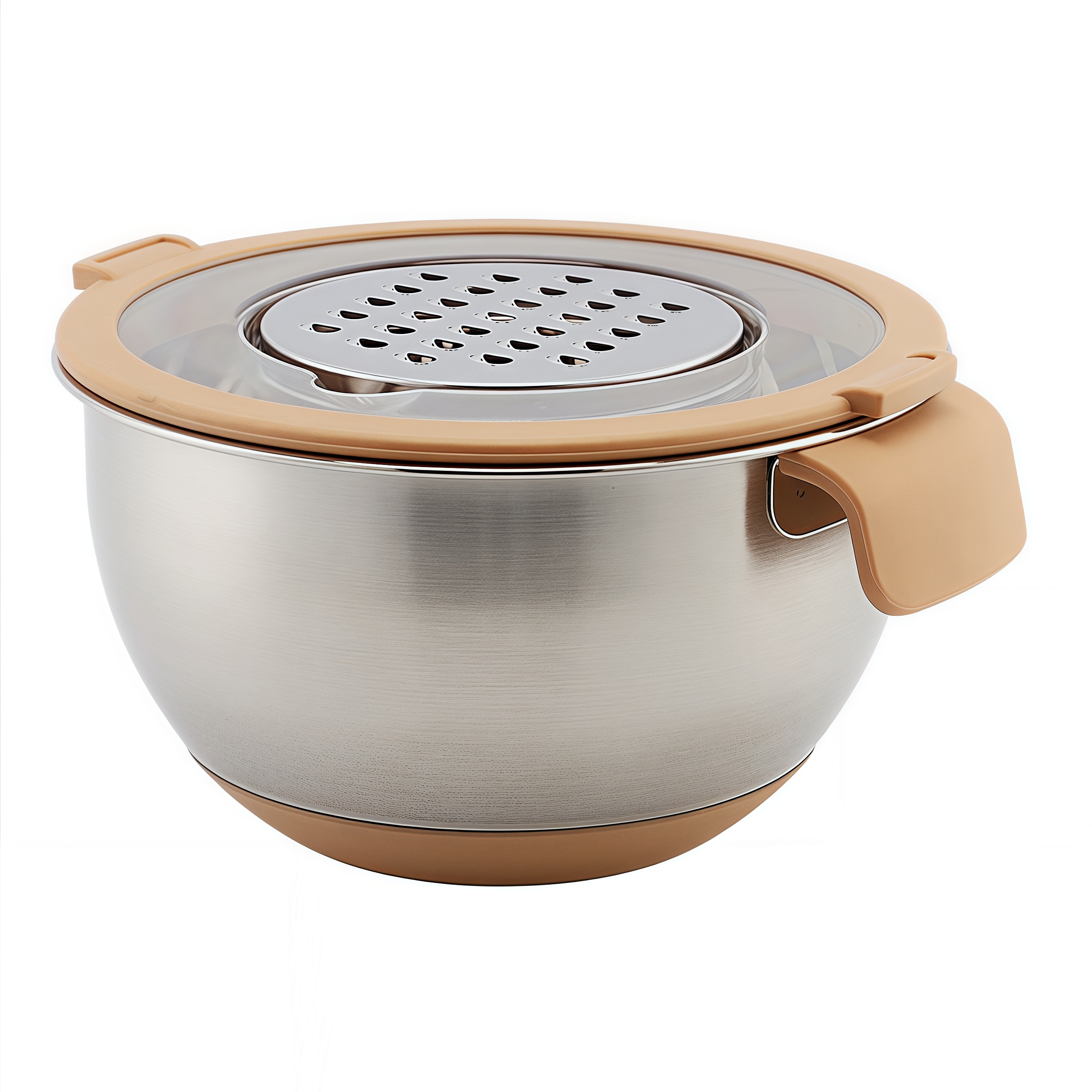 4-1 Colander with Bowl Set Colander Bowl 304 Stainless Steel Mixing Salad Bowl with Strainer Colanders Sets Storage Drain Basket
