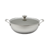 Tri-ply Hybrid Pan & Wok with Double Ears PFAS PFOA Free Titanium Coating Stainless Steel Non-stick Wok Pan Cookware With Glass Lid