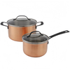 Black Handle Copper Triply Stainless Steel Casserole Pot Glass Lid 16/20/24cm Classic Kitchen Cooking Saucepan