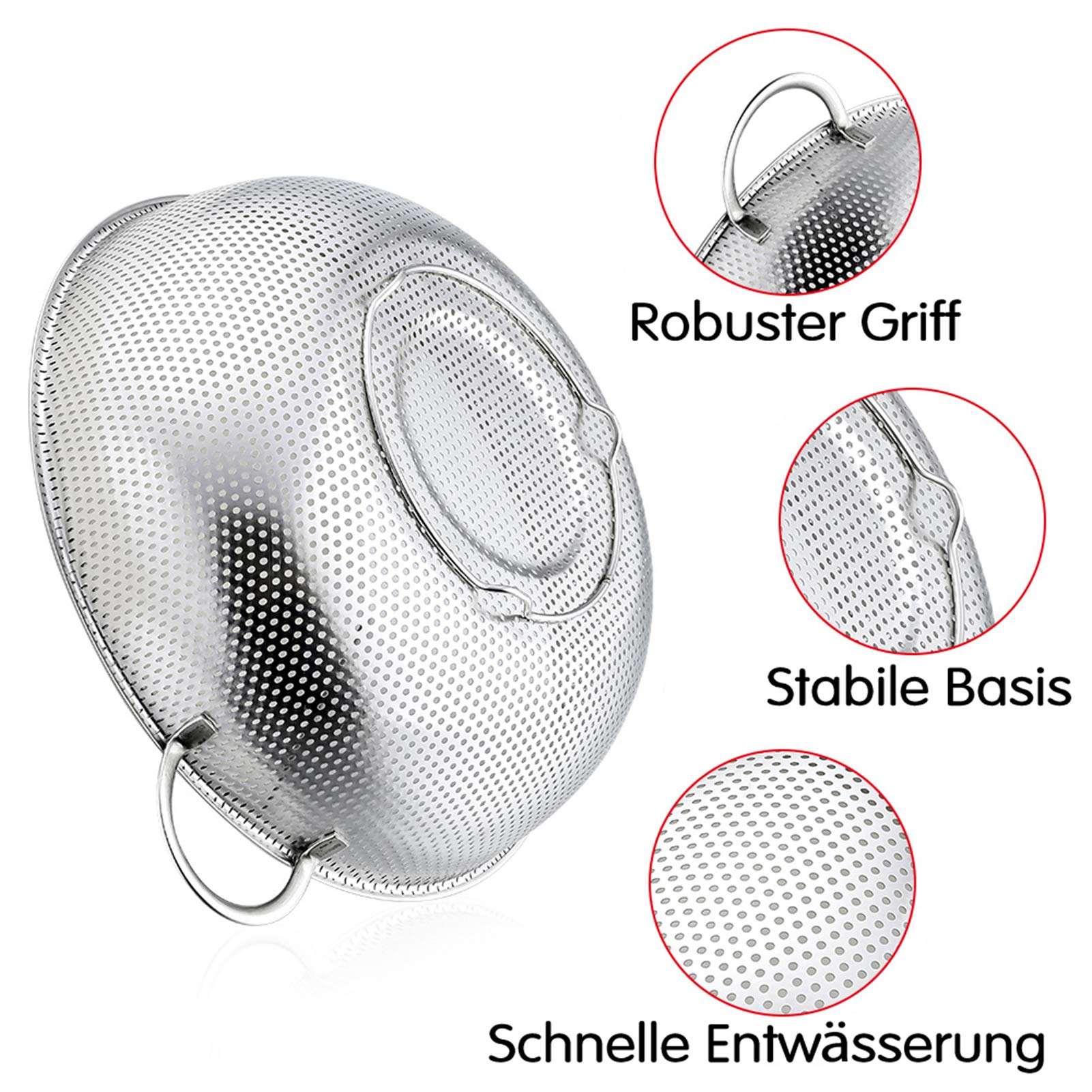 New Stainless Steel Kitchen Strainer Colanders with Handle Kitchen Food Strainer Basket for Washing Vegetable Fruit Vegetable