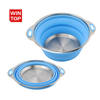 New Stainless Steel Base Folding Silicone Collapsible Colander Folding Kitchen Strainer With Handle Kitchen Silicone Basket