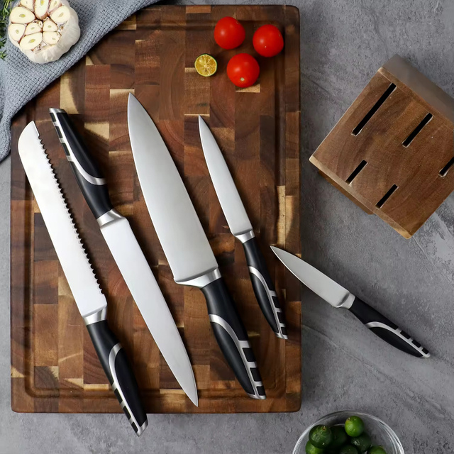 2025 New 6-Piece Stainless Steel Chef Knife Set with Wooden Block Premium Kitchen Knives