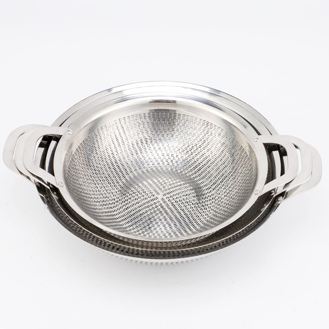 Fruit Vegetable Kitchen Strainer Colanders Set Stainless Steel Drain Wash Storage Drain Basket with Silicone Handle & Feet