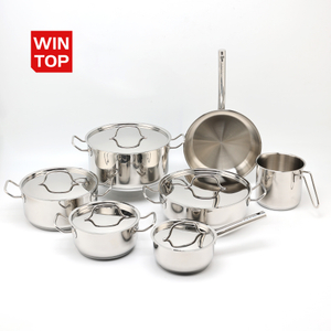 Wholesale 12 Piece 304 Stainless Steel Mirror Polish Pots and Pans Non-Toxic Kitchen Cookware Set with Stainless Steel Lid