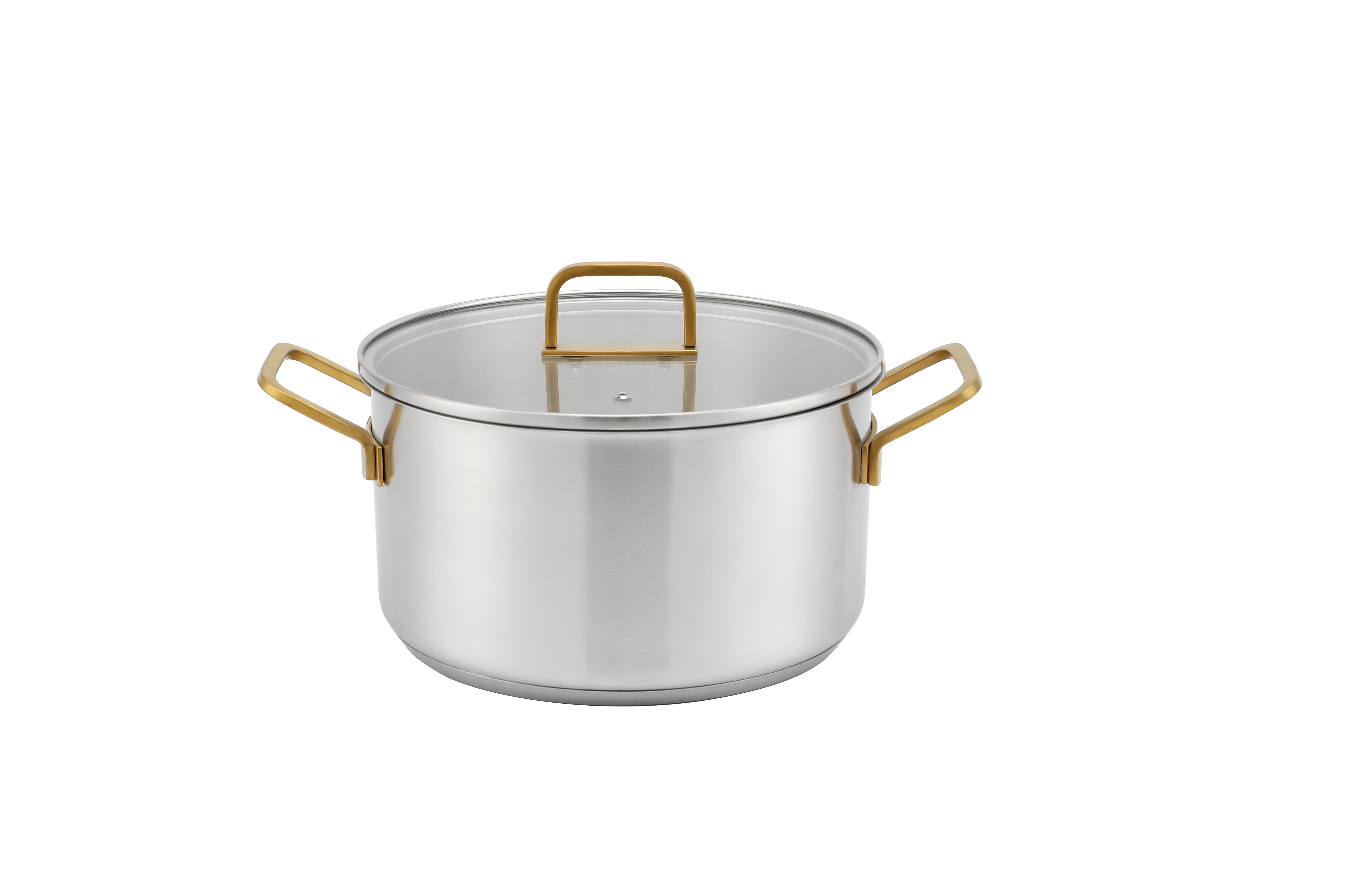 Wholesale Custom Gold Color Handles 9 Piece Stainless Steel Impact Bonded Bottom Pots and Pans Non-Toxic Kitchen Cookware Set