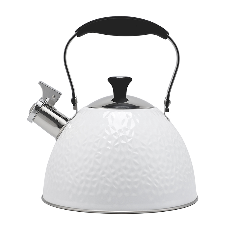 2.5L Color Painting White Kettle Whistling Tea Pot Stainless Steel Whistle Stove Top Kettle Black