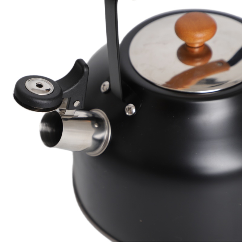 Retro Design Top Ranking Kitchen Food Grade Stainless Steel Stove Top Whistling Tea Kettle Teapot with Black Coating