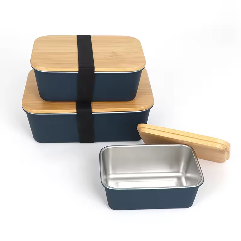 Food Container Bento Lunch Box 304 Stainless Steel Lunch Box with Bamboo Lid