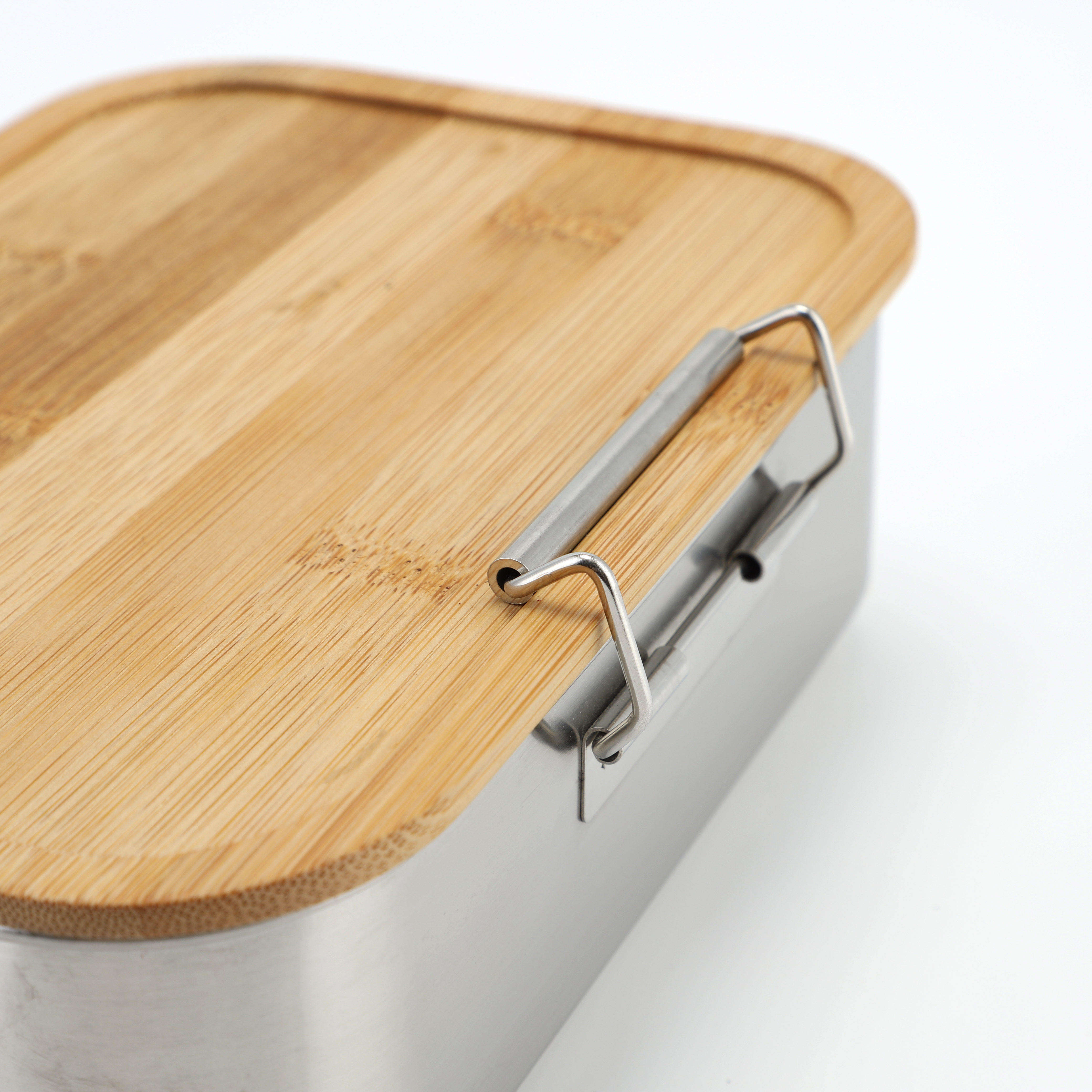 New Bamboo Lid Stainless Steel Food Container Food Packaging Containers Leakproof Metal Bento Lunch Box Stainless Steel Food Carrier