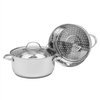 Factory Direct Sales Multi-purpose 2 Layers Steam Pot Stainless Steel Steam Cooker with Steamer Basket and Tempered Glass Lid