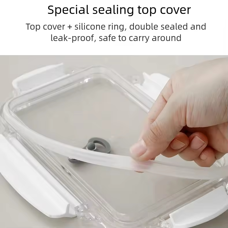 Design 304 Stainless Steel Fresh-keeping Box Snap-on Refrigerator Storage Tin Box Heating Food Grade Microwave sealed Box