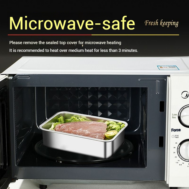 New Design 304 Stainless Steel Fresh-keeping Lunch Box Stainless Steel Cover Leak-proof Heating Food Grade Microwave Sealed Box