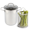 Asparagus Steamer Pot with Mesh Basket-3 Quart Stainless Steel Vegetable Cooker with Tempered Glass Lid