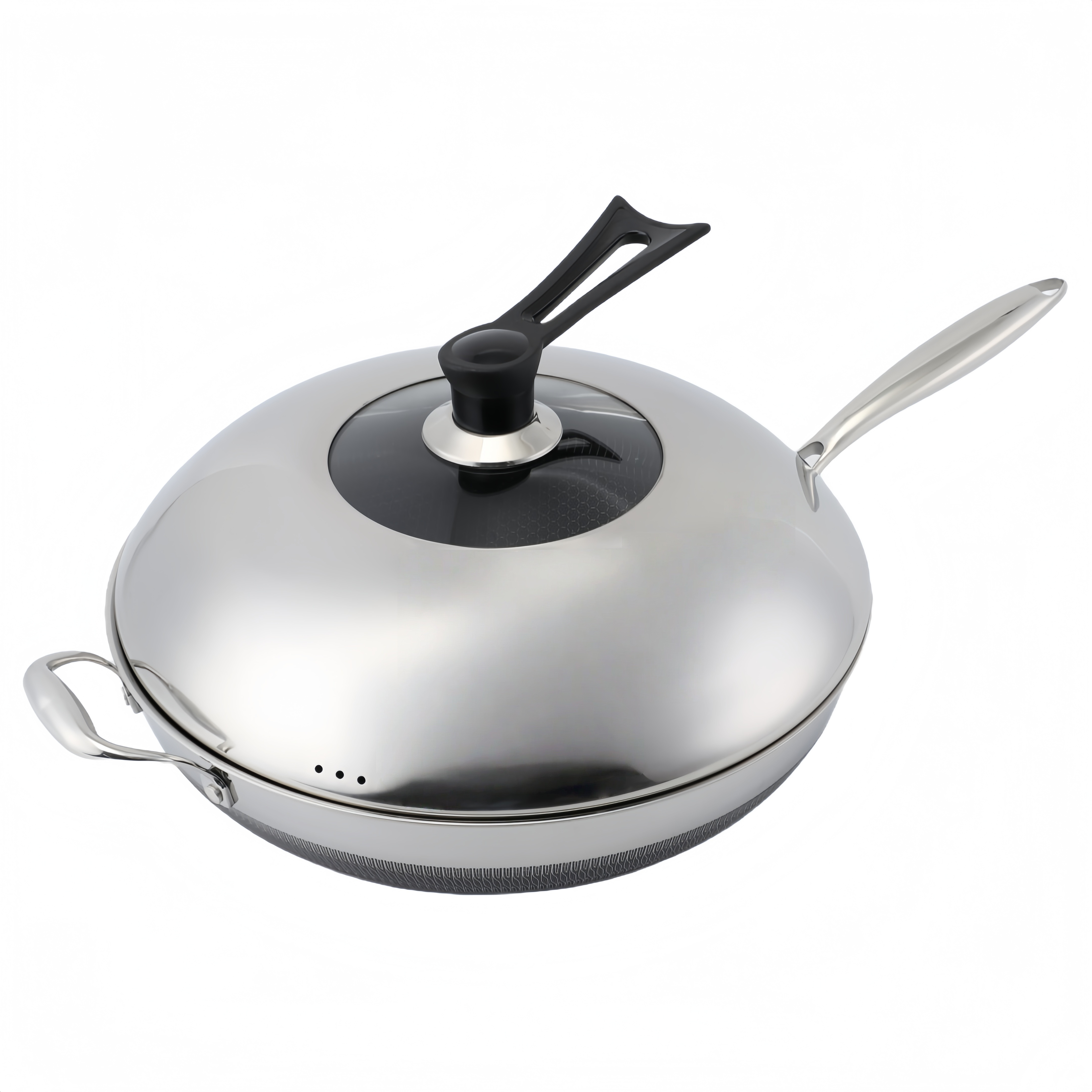 Hybrid TriPly Stainless Steel Nonstick Wok With Handle No Coating Nonstick Cookware Support ODM/OEM Non Toxic NO PFAS PFAS