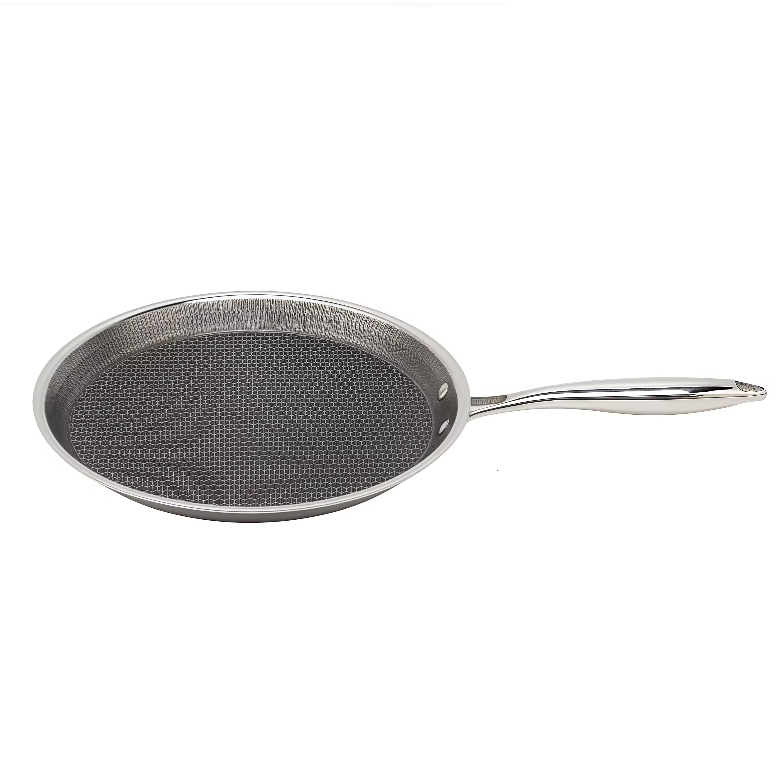 4Pcs Triply Stainless Steel No Coating Non-stick Frying Pan Thickened Gas Induction Cooker Universal Flat Bottom Pot Fried Pan