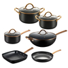 10PCS Modern Home Kitchen Recycled Heavy Gauge Aluminum Nonstick Cooking Pot Set with Grilldle Pan Easy Clean