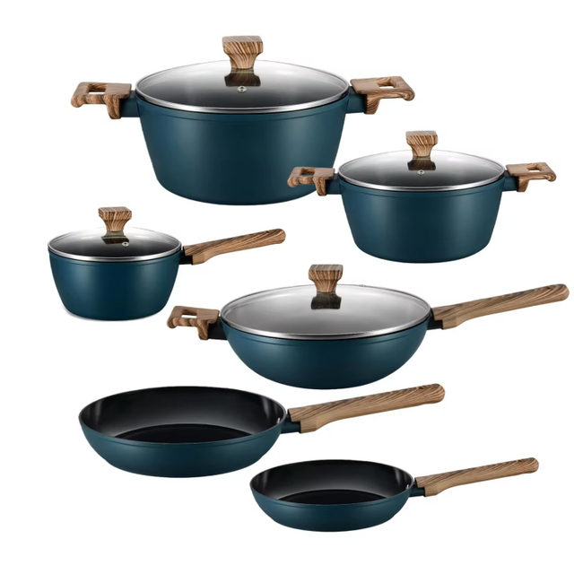 10 PCS Factory Customizable Ceramic Non Stick Pans and Pots Set Induction Forged Aluminum Cookware Set PFOA & PFOS FREE