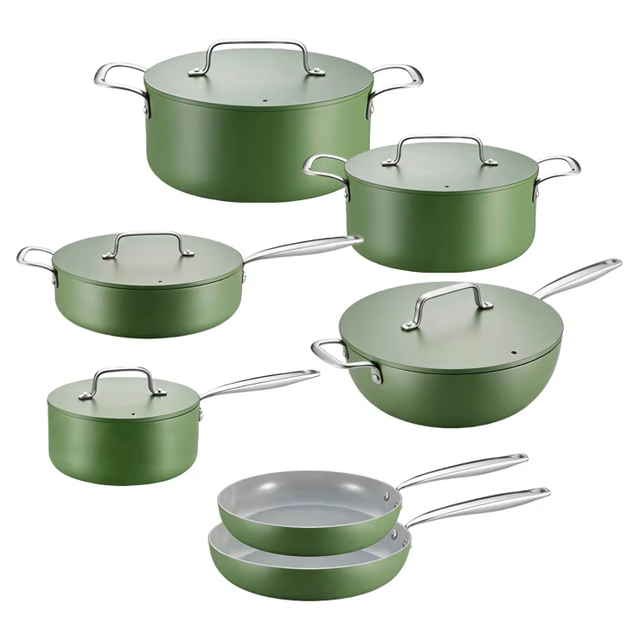 12PCS Customizable Ceramic Non Stick Pans and Pots Set Induction Cast Aluminum Ceramic Cookware Set Pots and Pans Set