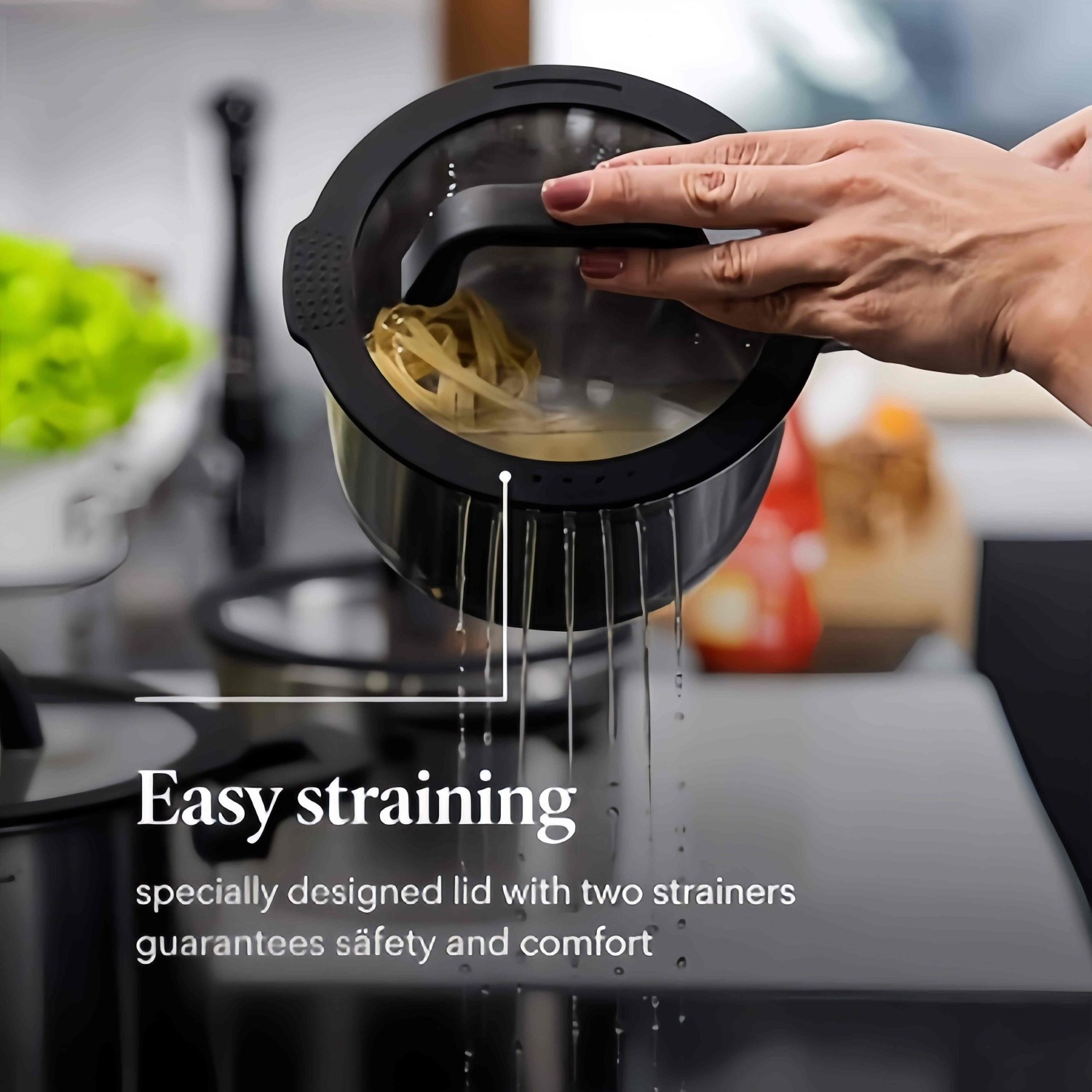 Hot Sale Strainer Lid Cooking Pot Heavy Weight 5 Layer Base Stainless Steel Casserole Soup Pot Stock Pots with Silicone Handle