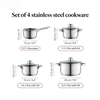 Hot Sale Cooking Pot Heavy Weight 5-ply Base Stainless Steel Casserole Soup Pot Stock Pots Saucepan with Stainless Steel Handle