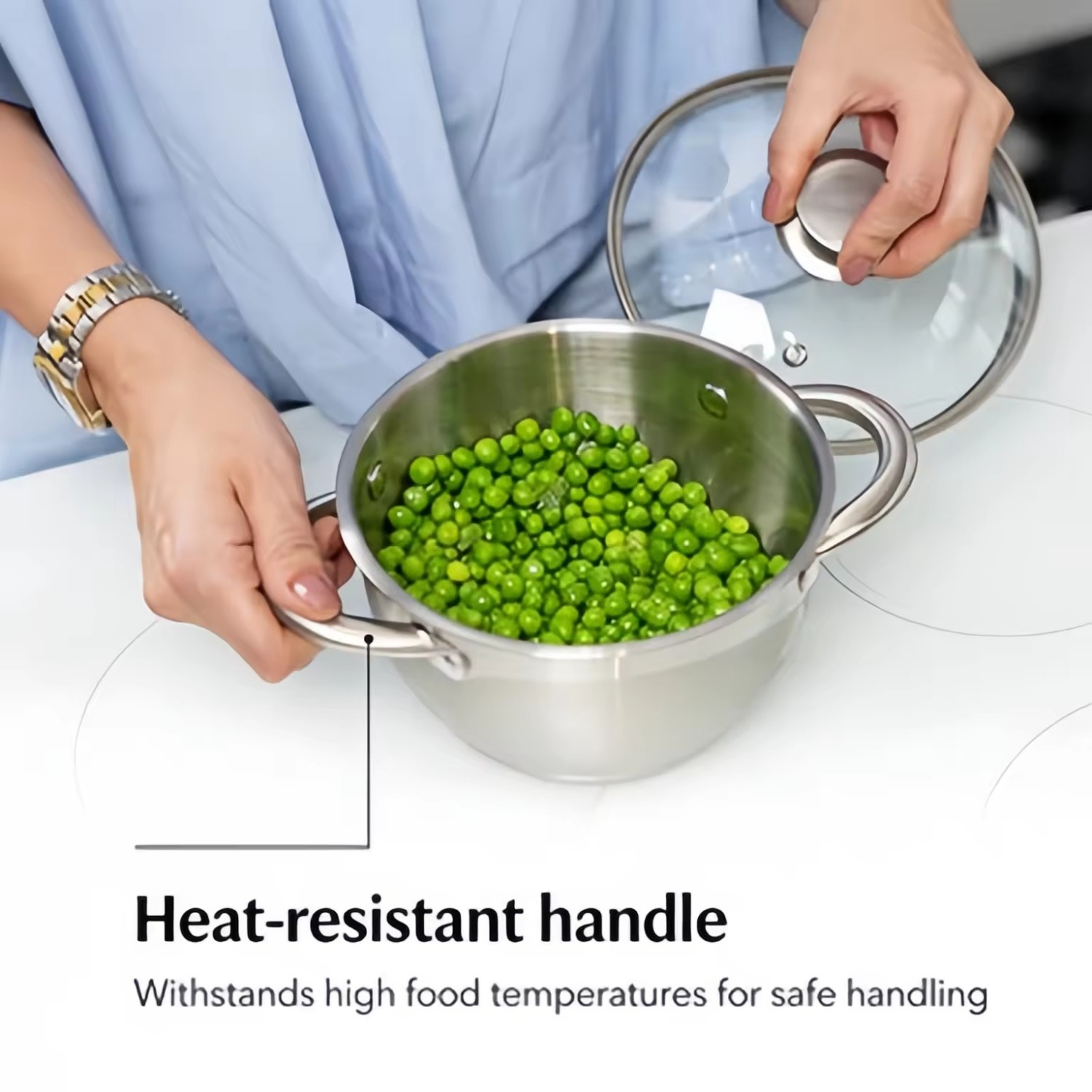Hot Sale Belly Shape Cooking Pot Heavy Weight 5ply Base Stainless Steel Casserole Soup Pot Stock Pot with Stainless Steel Handle